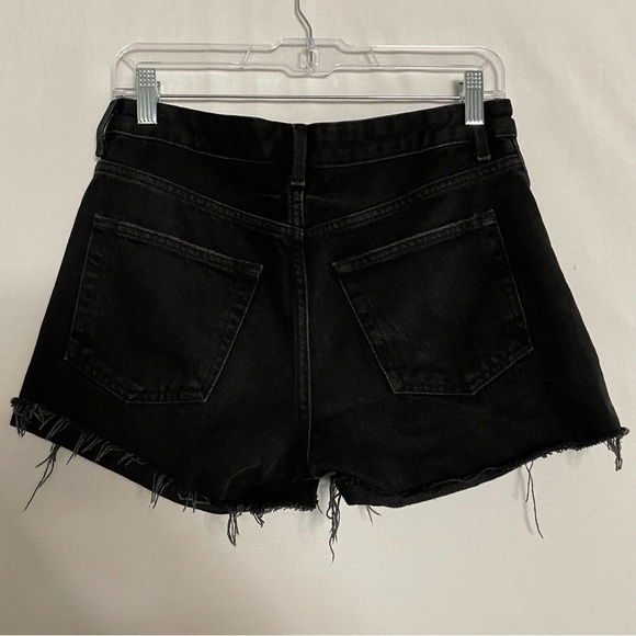 Top Moto Ashley Distressed Black Denim Frayed Edge Shorts - Picture 7 of 13